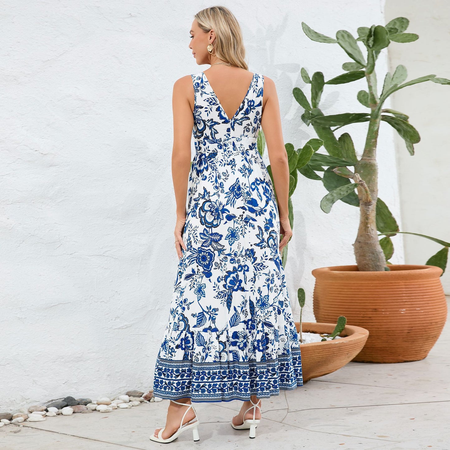 anyfreebie™-Vintage Floral Print Summer Maxi Dress