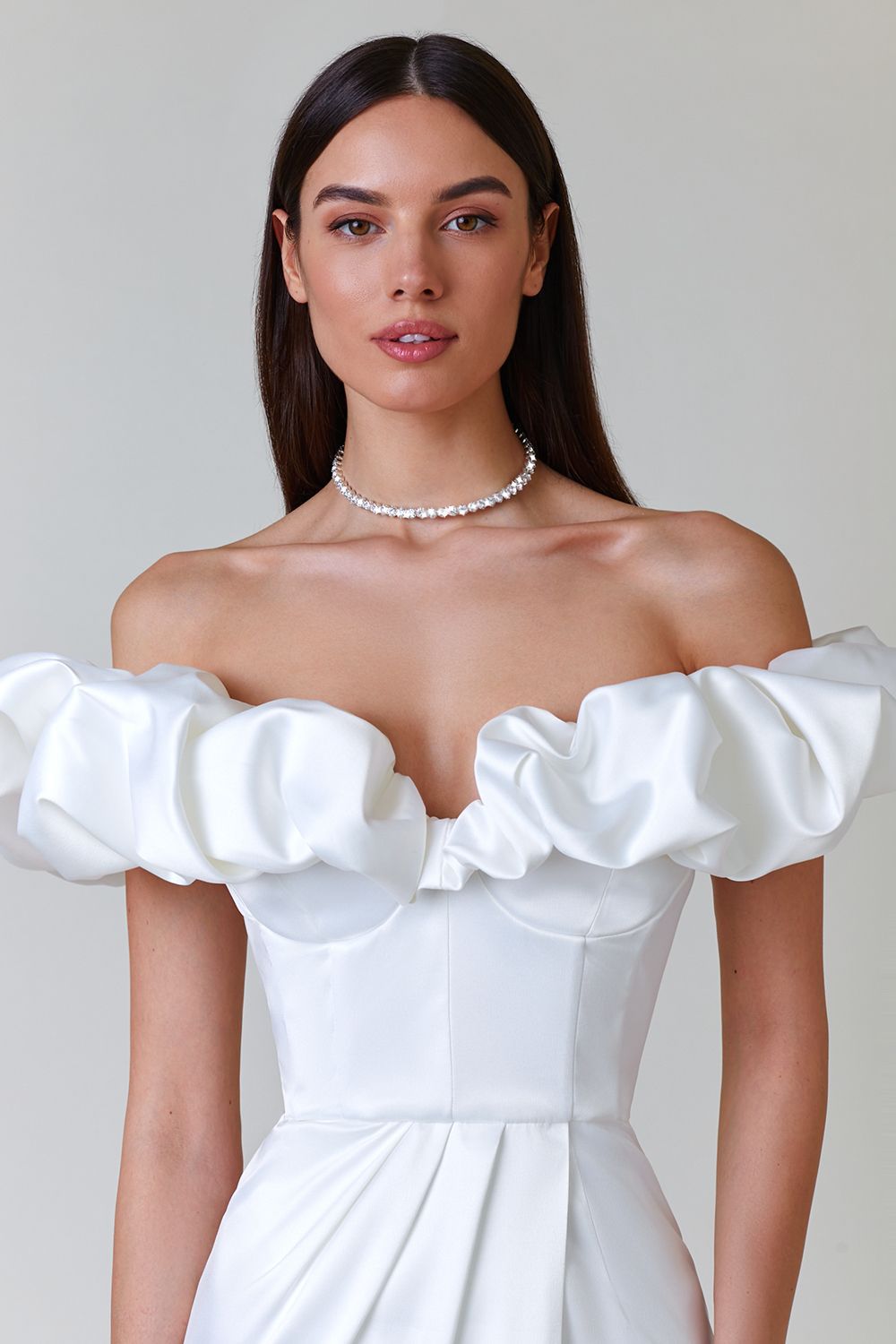 anyfreebie™-One-shoulder strapless ruffled dress with high slit