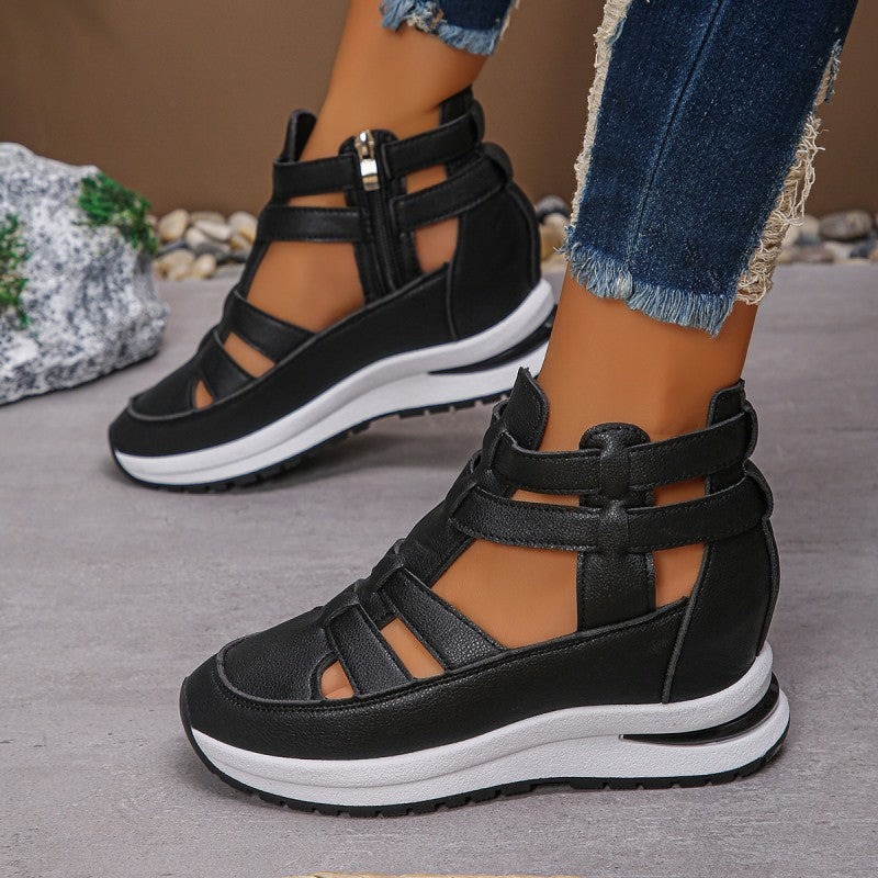 Lightweight wedge sandals with a side zipper for ultimate comfort