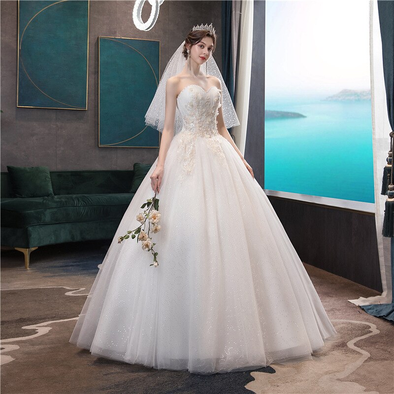 anyfreebie™-Wedding Dress 2024 Gryffon Classic Strapless Wedding Gown With Train Lace Up Ball Gown Luxury Lace Embroidery Robe De Mariee