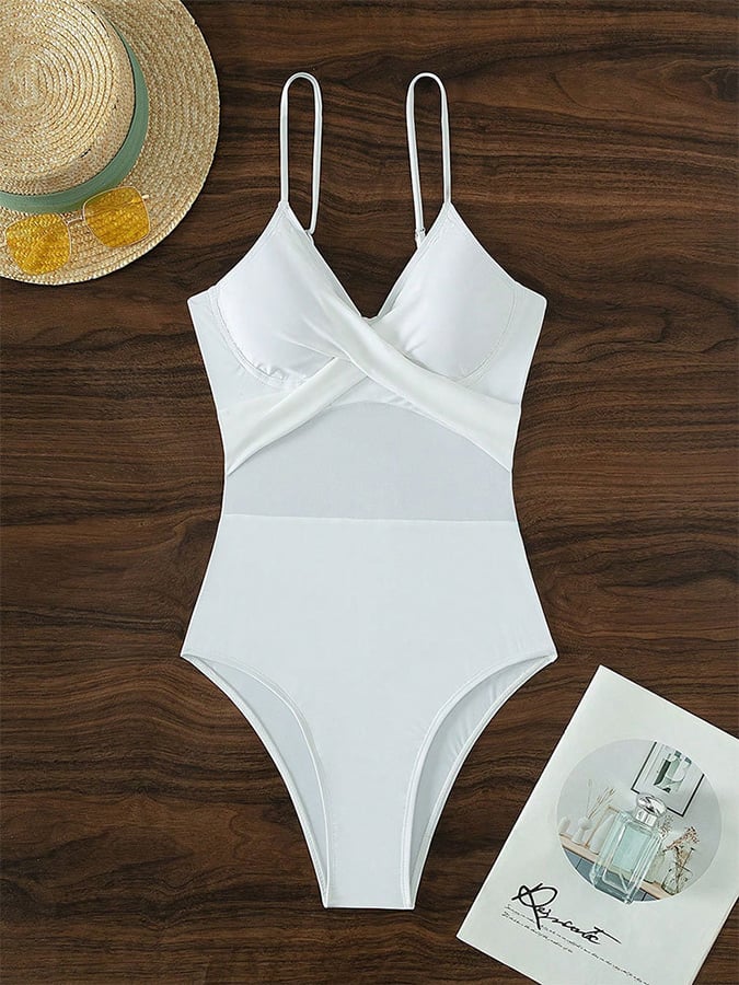 anyfreebie™-Solid V-Neck Backless Tight Beach One Piece Swimsuit