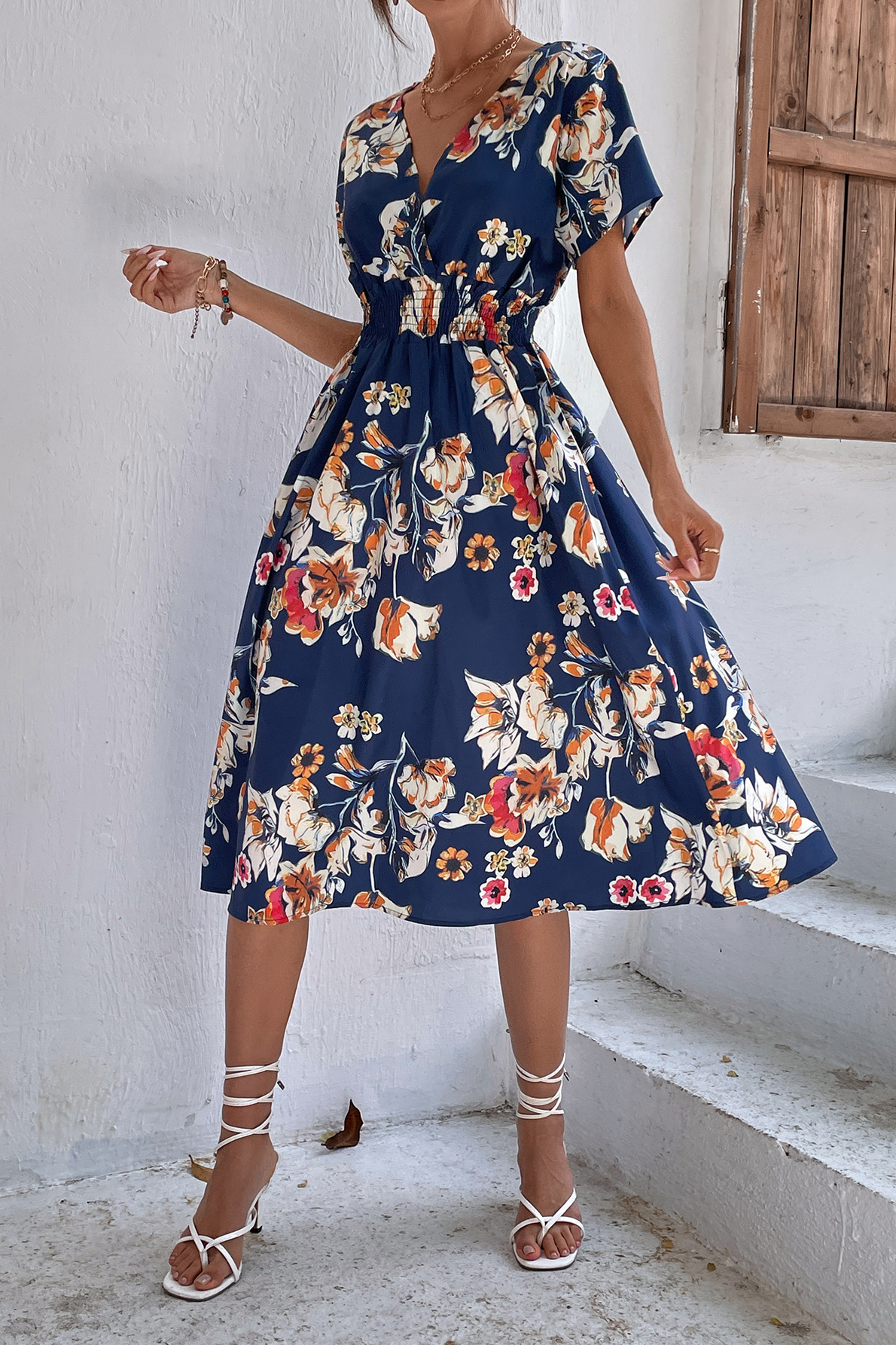 anyfreebie™-Small floral print short sleeve dress