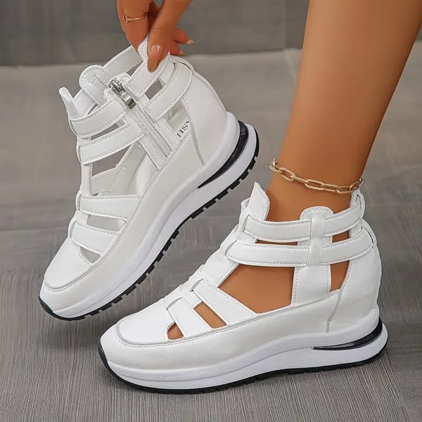 Lightweight wedge sandals with a side zipper for ultimate comfort