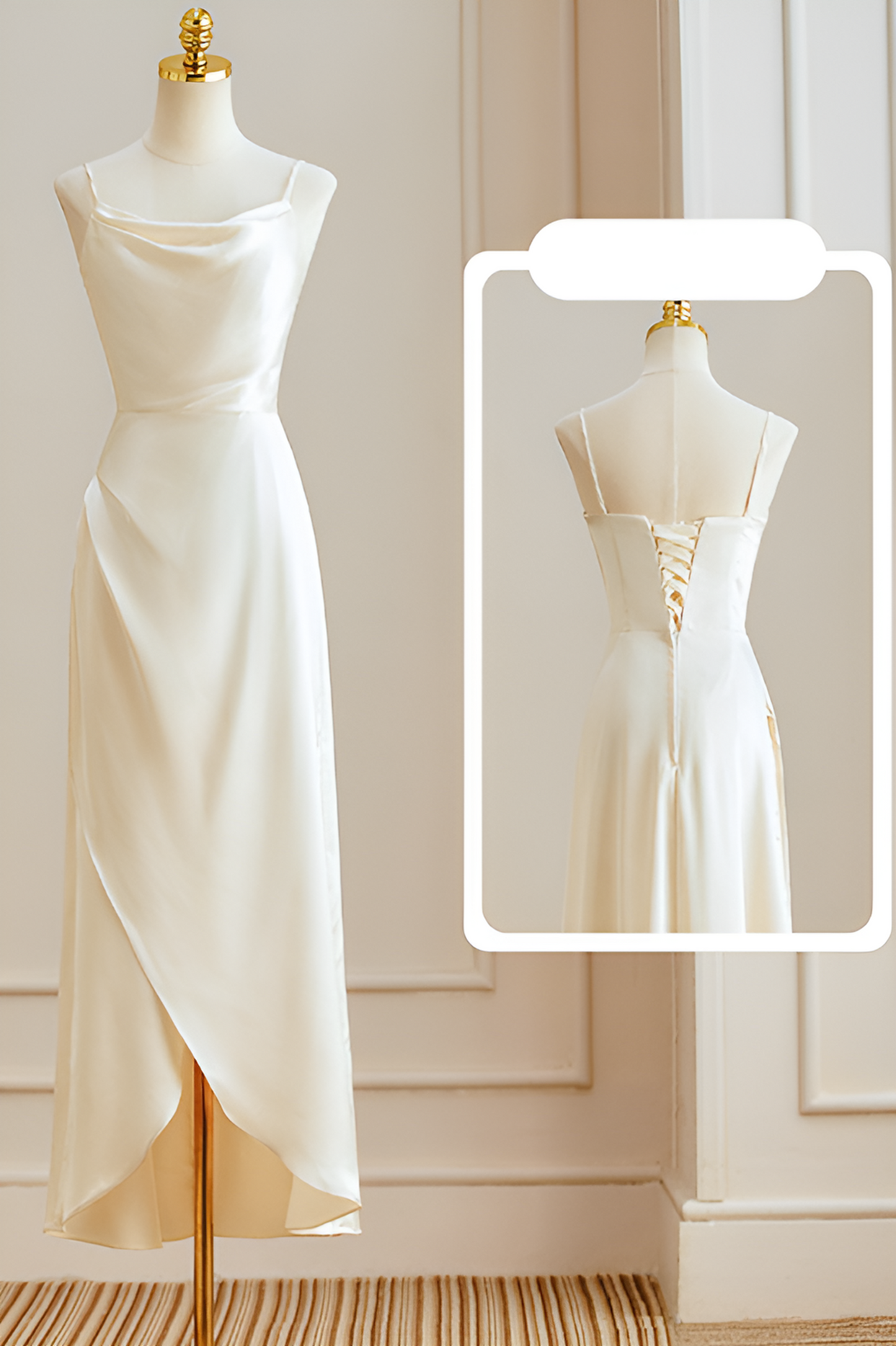 anyfreebie™-Champagne satin bridesmaid dress new high-end dress