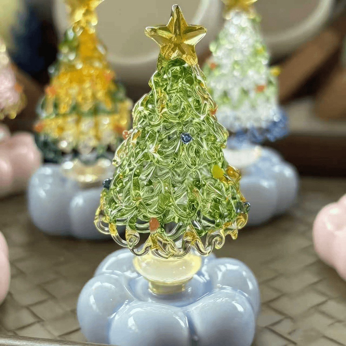 🎅Handmade Glass & Ceramic Rotatable Christmas Tree Ornament 🎄