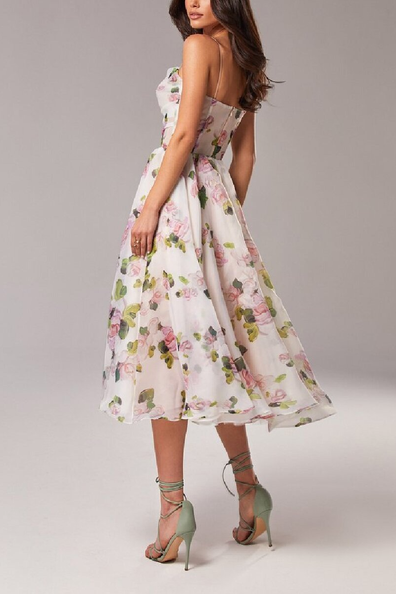 anyfreebie™-Strapless sleeveless printed full skirt dress