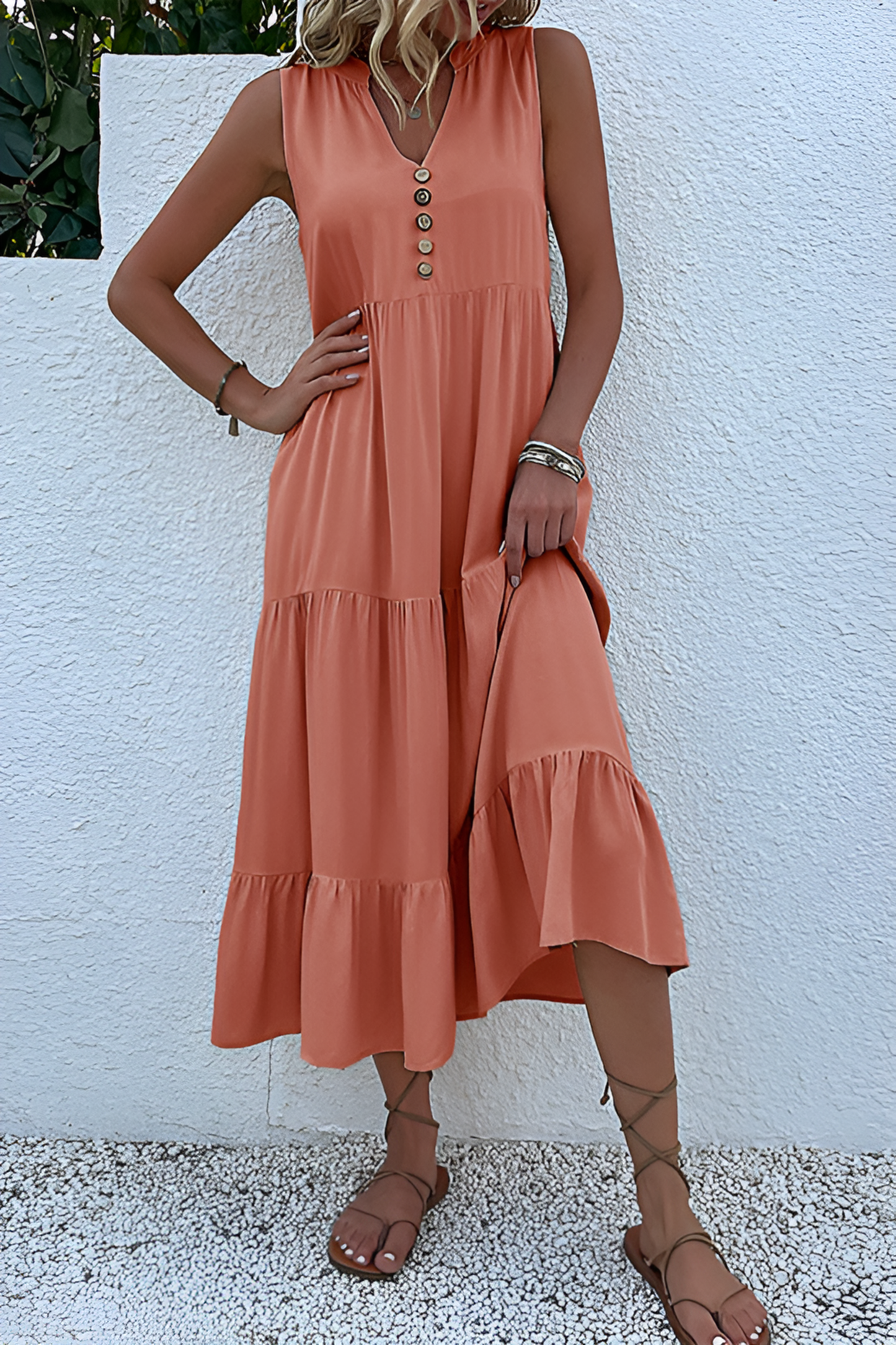 anyfreebie™-Sleeveless loose casual solid color dress