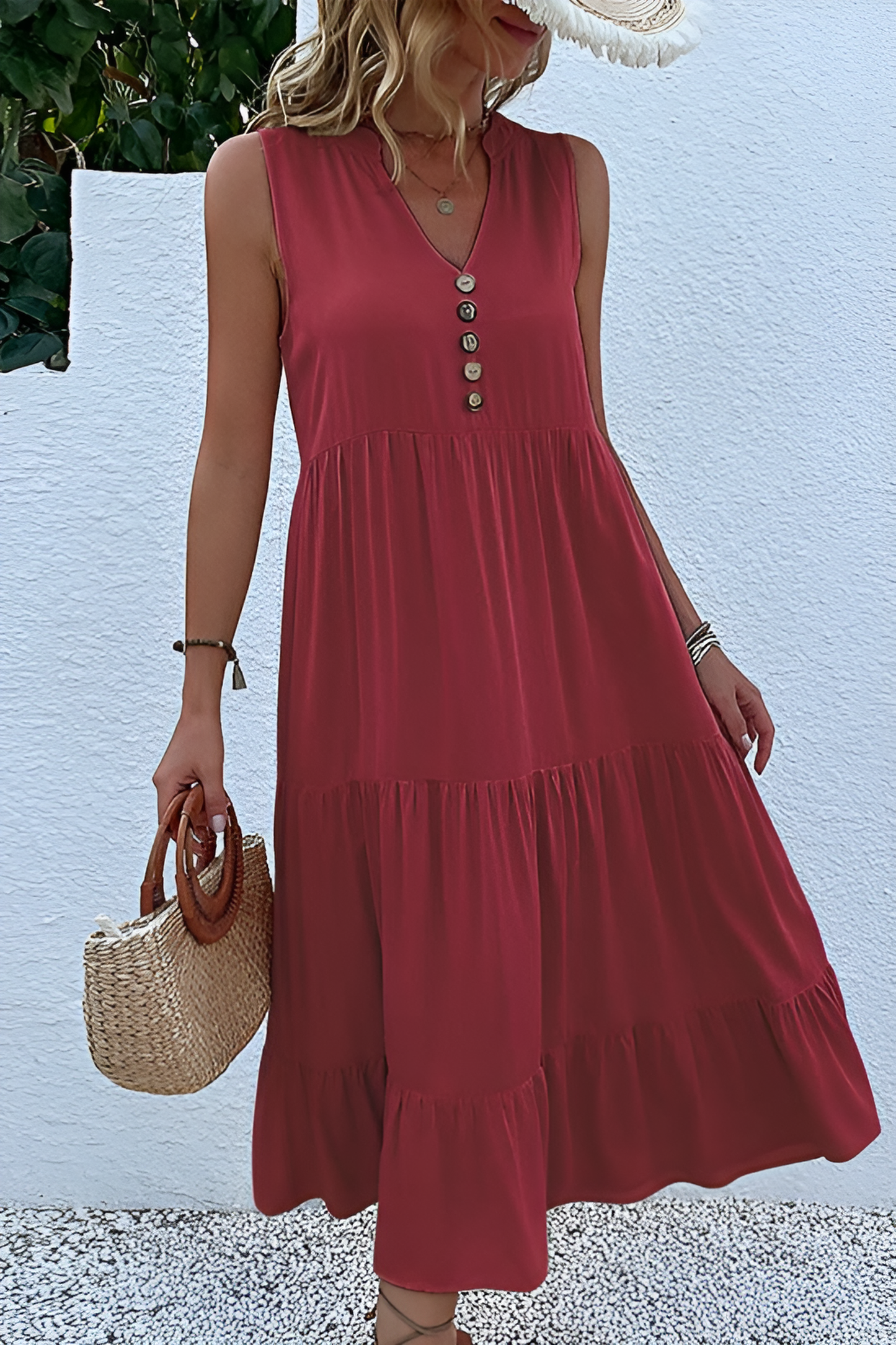 anyfreebie™-Sleeveless loose casual solid color dress