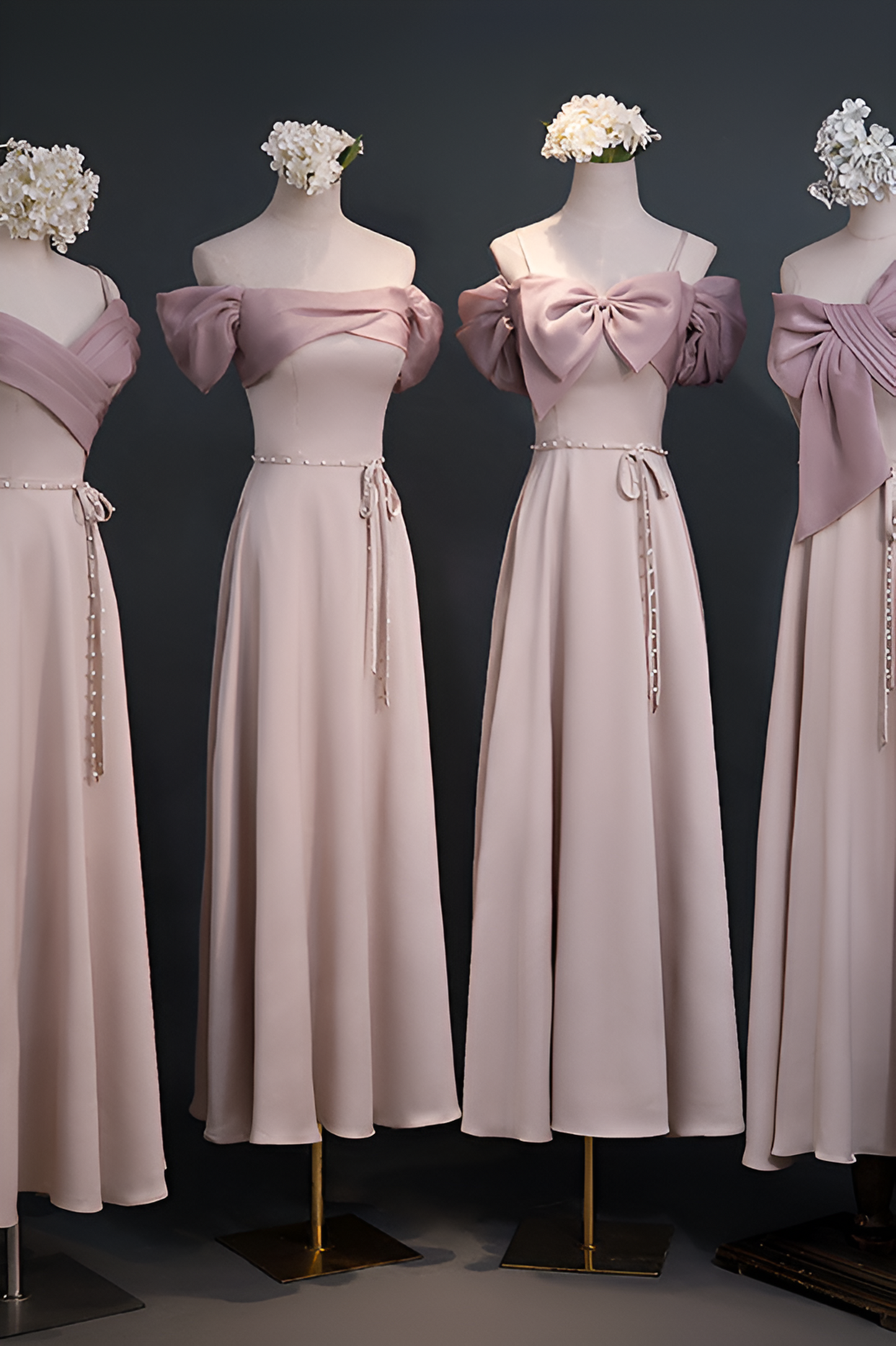 anyfreebie™-Bridesmaid dress satin pink sister dress bridesmaid group dress