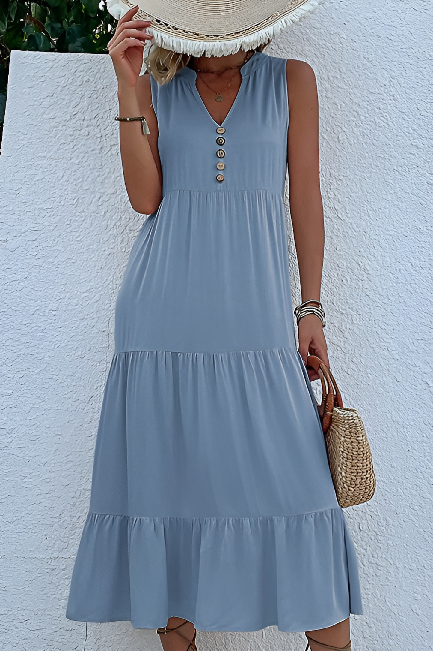 anyfreebie™-Sleeveless loose casual solid color dress