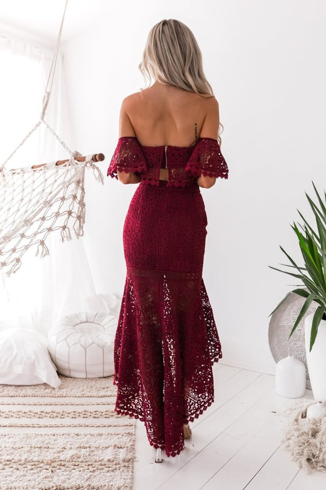 anyfreebie™-Strapless and backless elegant lace two-piece dress