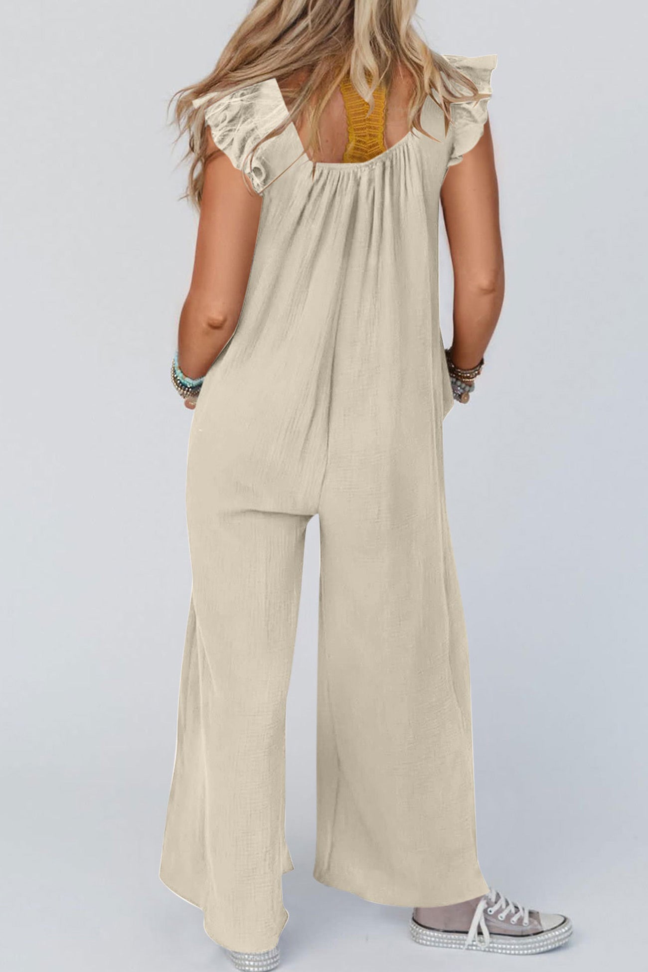 anyfreebie™-Ruffle Sleeve Pocketed Jumpsuits