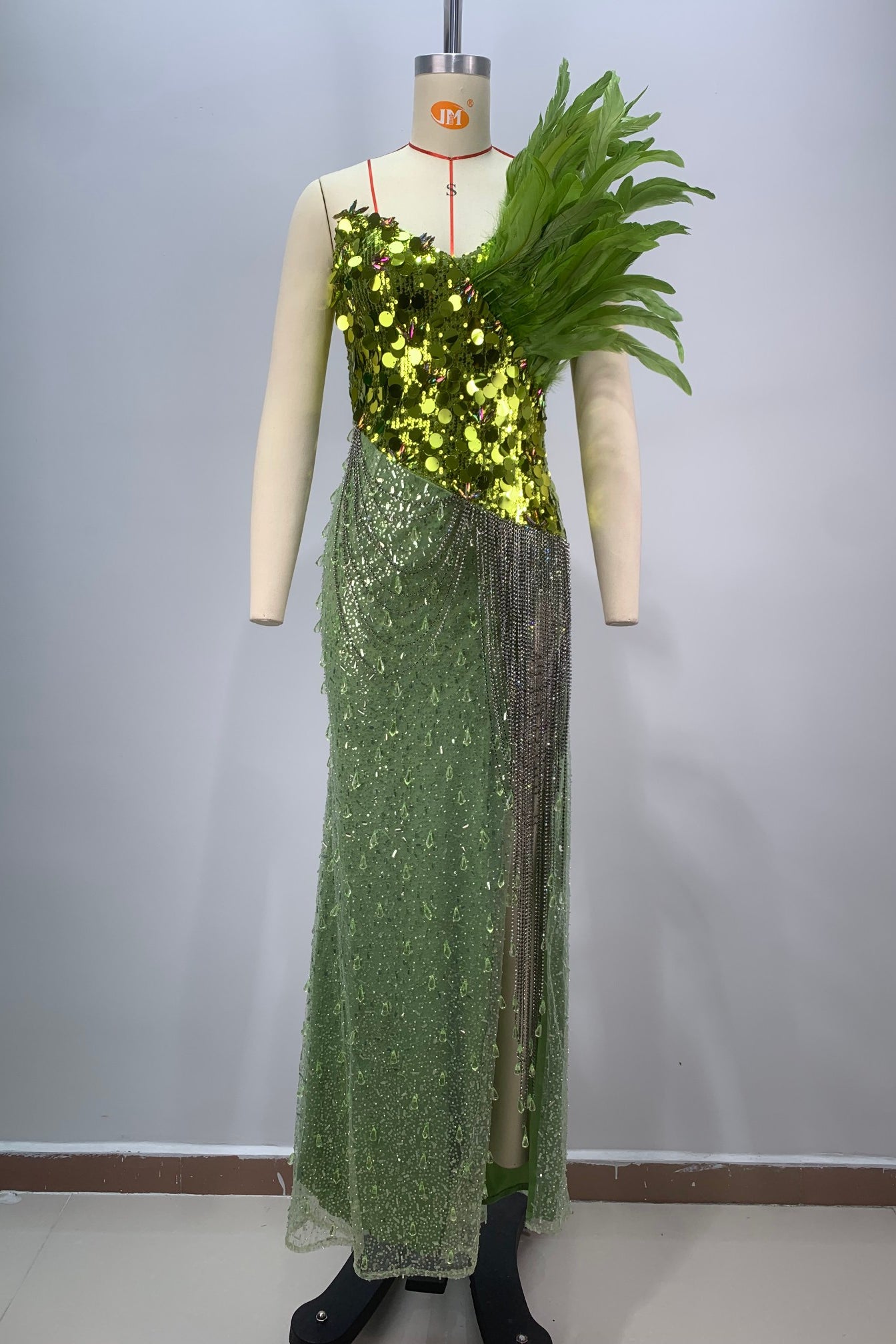 anyfreebie™-Green new heavy feather dress-vx