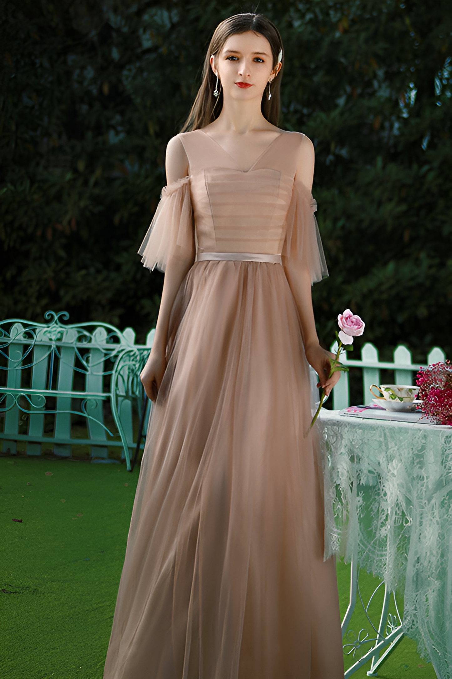 anyfreebie™-Stunning Mesh Bridesmaid Dress