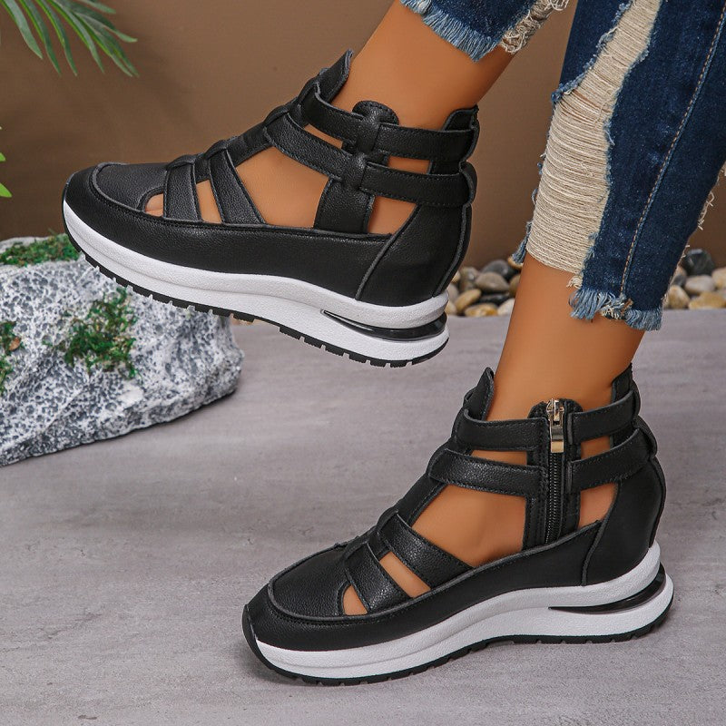 Lightweight wedge sandals with a side zipper for ultimate comfort