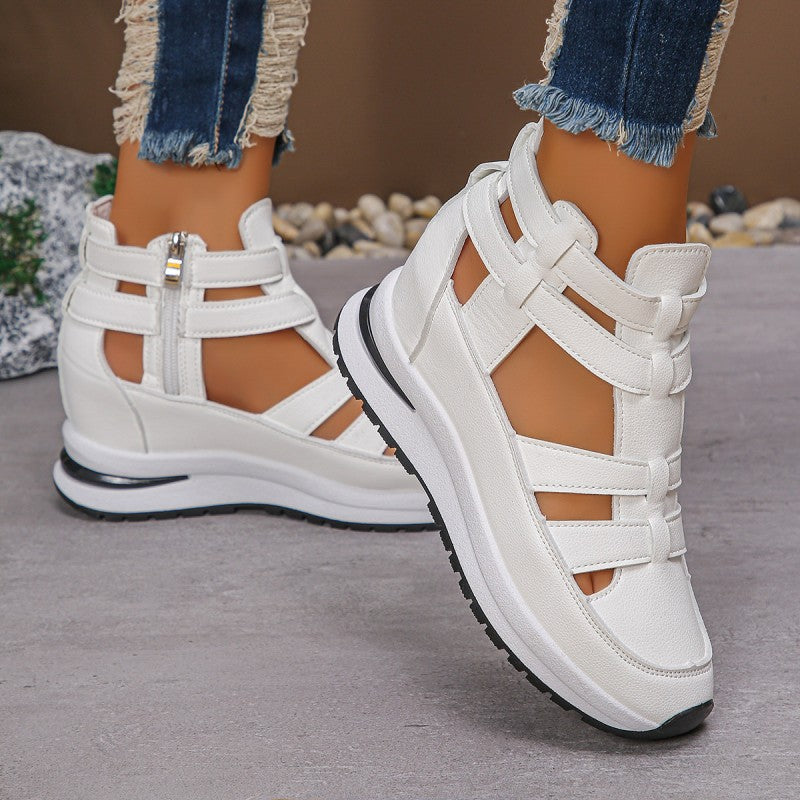 Lightweight wedge sandals with a side zipper for ultimate comfort