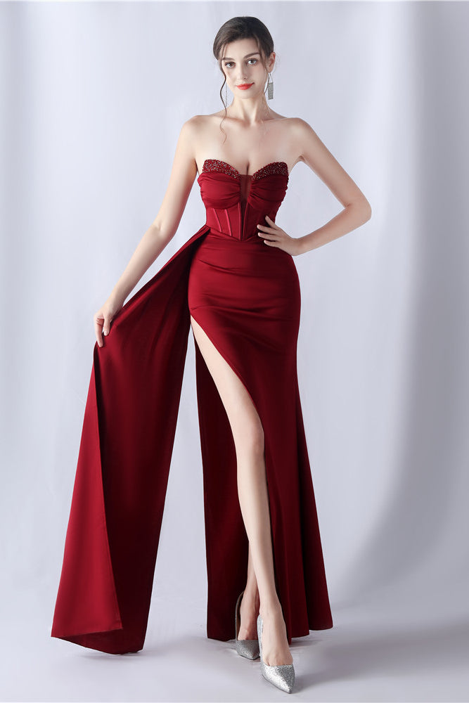 anyfreebie™-Shaped herringbone waist evening dress