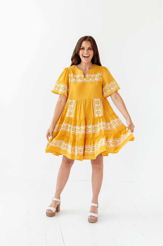 loveedsTM-Adele Embroidered Dress in Dandelion