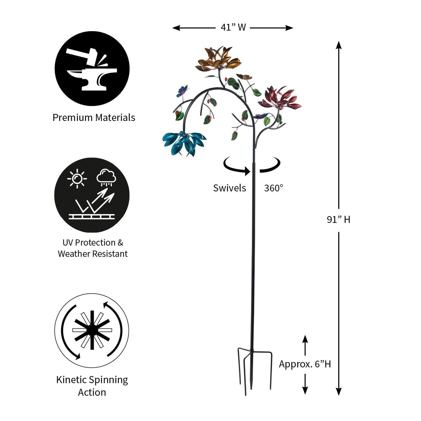 🔥70% OFF -Beautiful Summer Multi Colored Flowers Wind Spinner