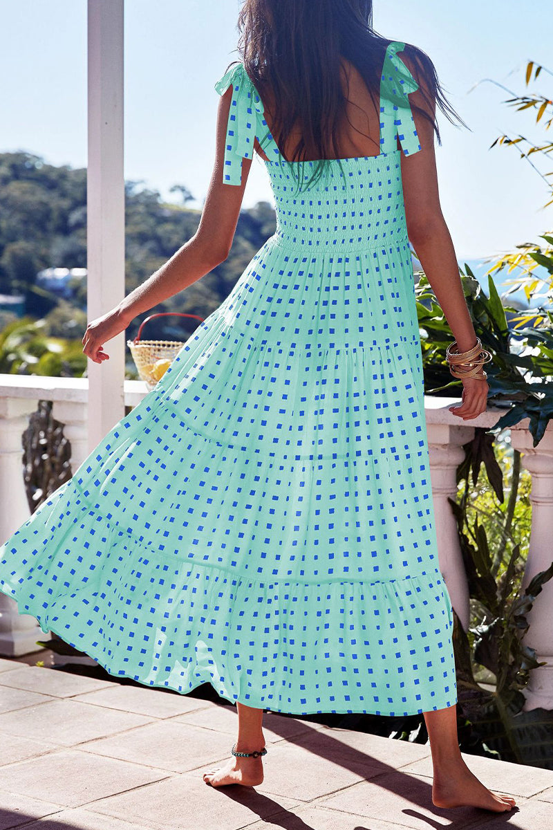 anyfreebie™-Fashion Street Dot Patchwork Spaghetti Strap Printed Dresses