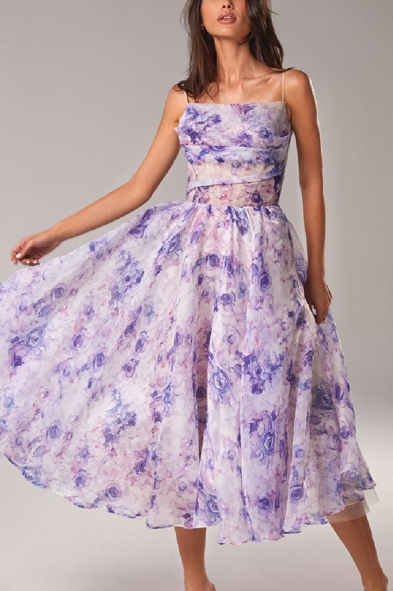 anyfreebie™-Strapless sleeveless printed full skirt dress