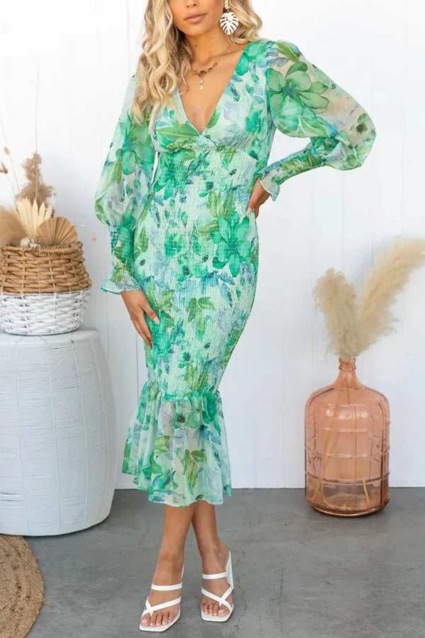 Garden Gathering Floral Smocked Waist Midi Dress main image 0