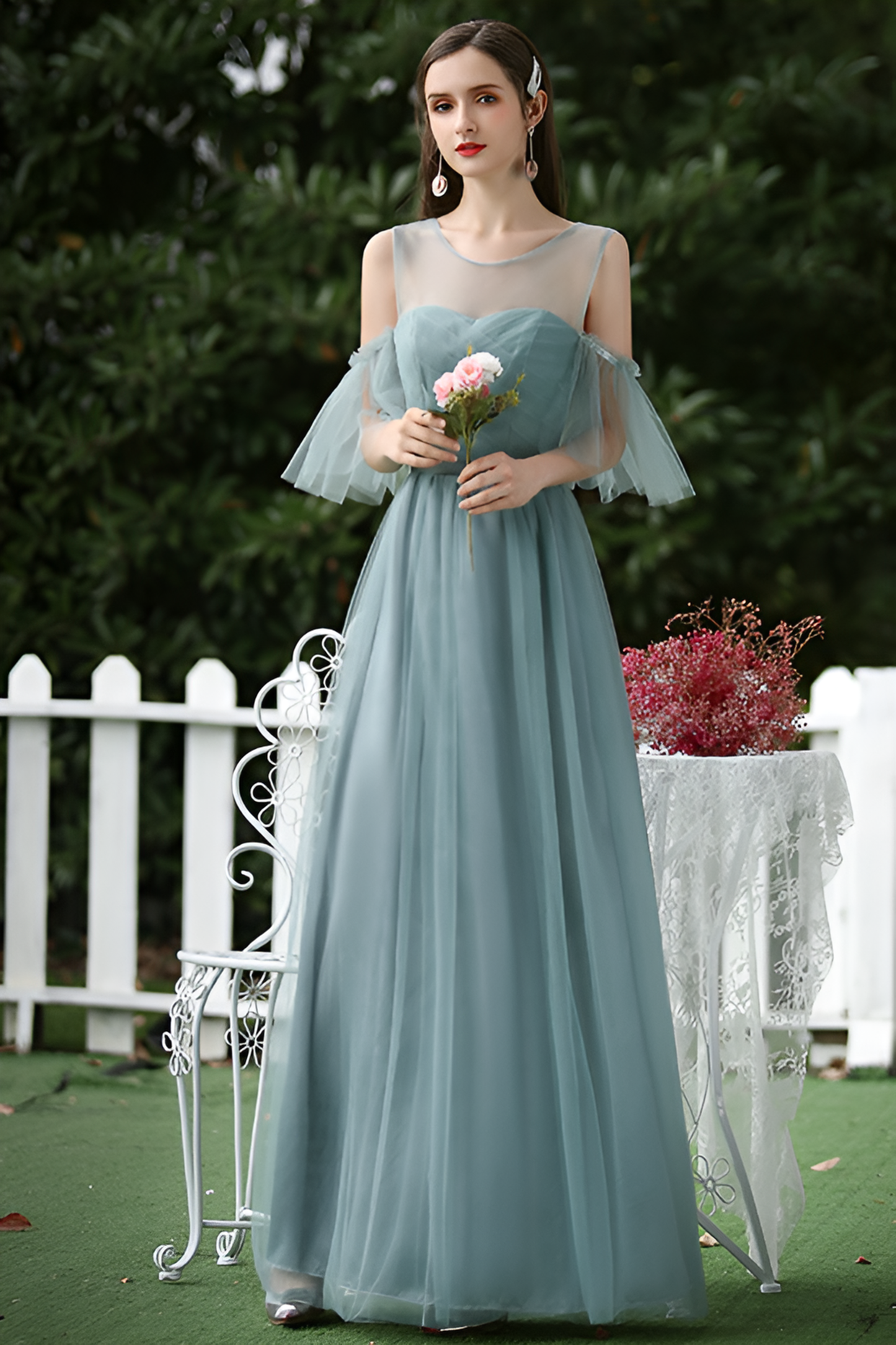 anyfreebie™-Flattering Mesh Bridesmaid Dress