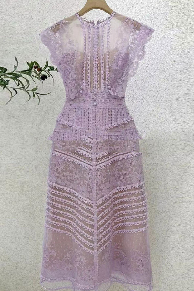 anyfreebie™-Crochet lace elegant embroidered dress