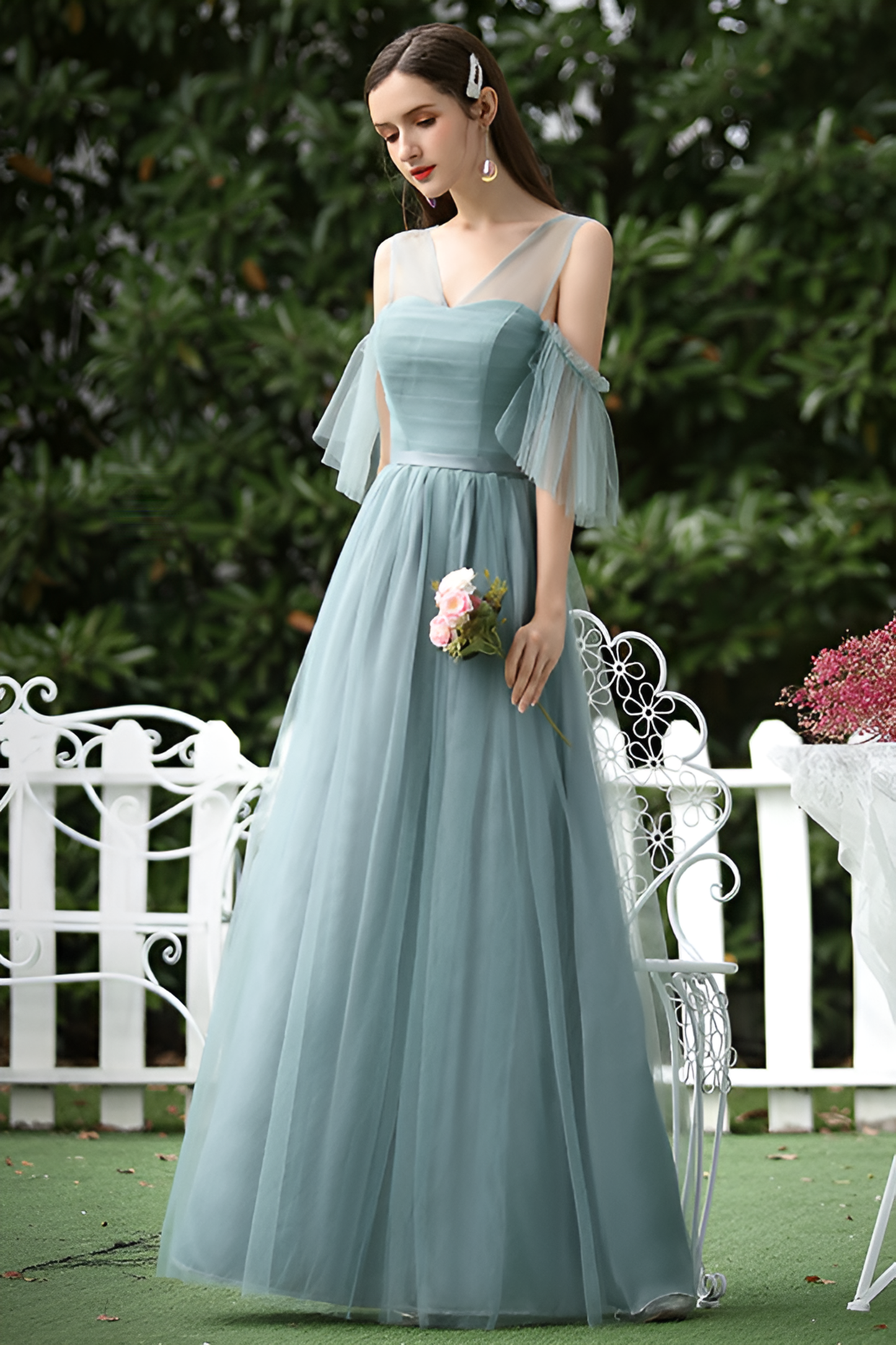 anyfreebie™-Flattering Mesh Bridesmaid Dress