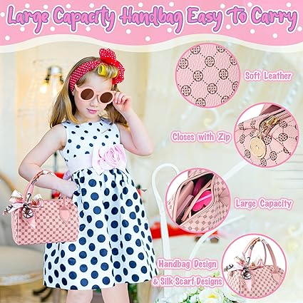 🎁Girls' Pretend Play Handbag Set with Makeup Phone Accessories (17 PCS)