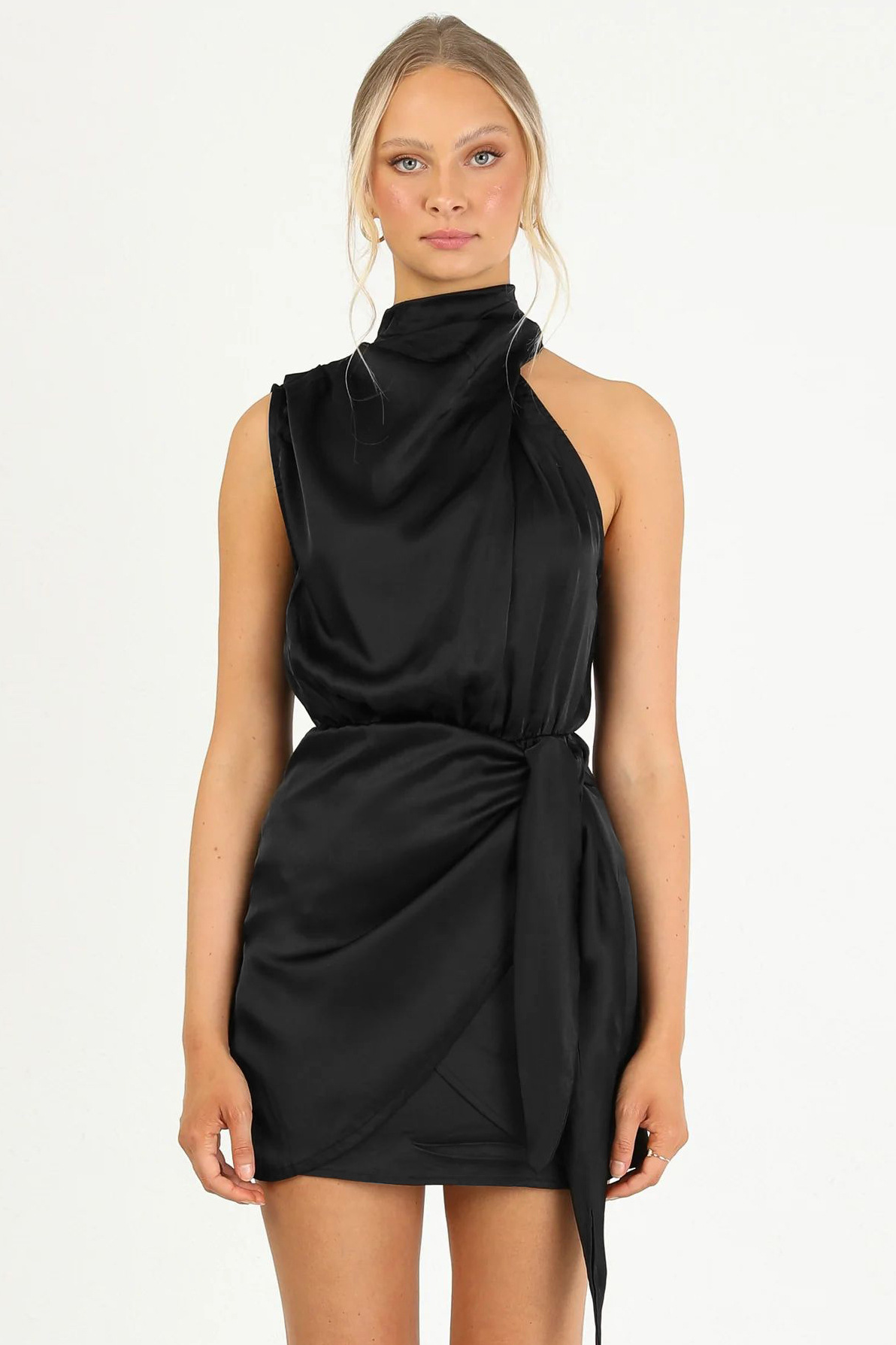 anyfreebie™-Fashionable new halterneck satin strap slim dress