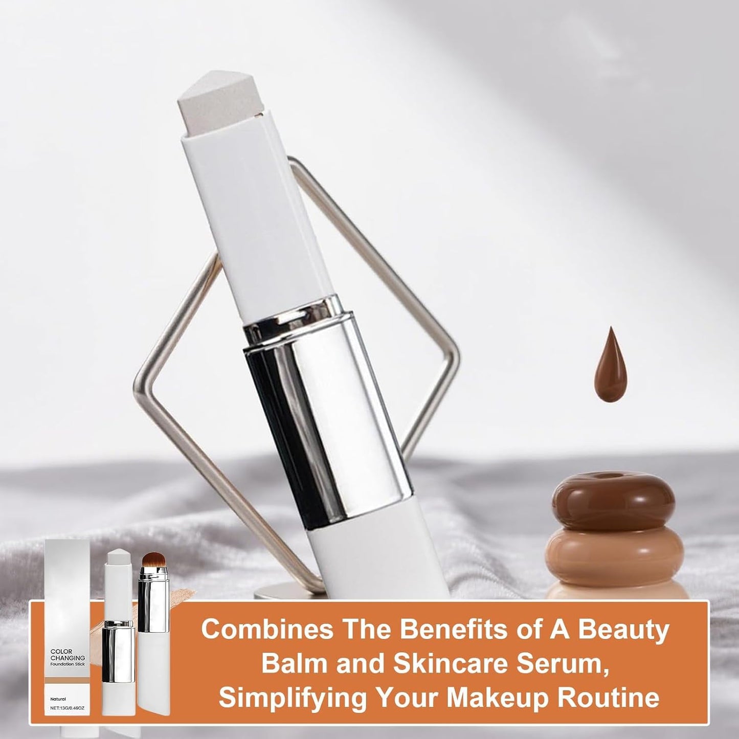 Cream Stick Changing Foundation Stick with Detachable Brush