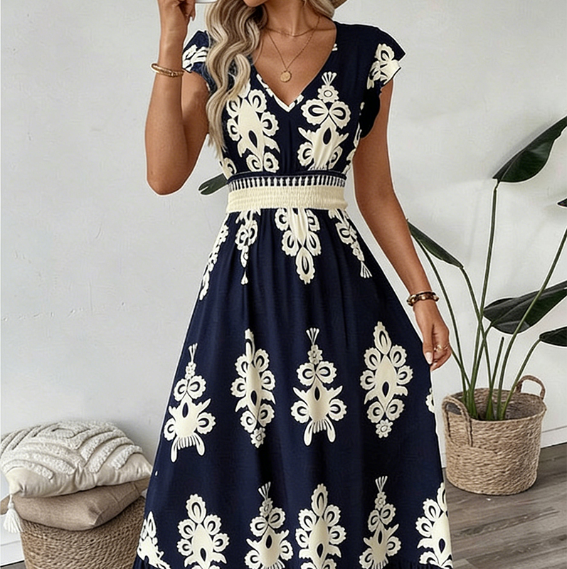 🌸🌟A dress that makes you shine – with a V-neck