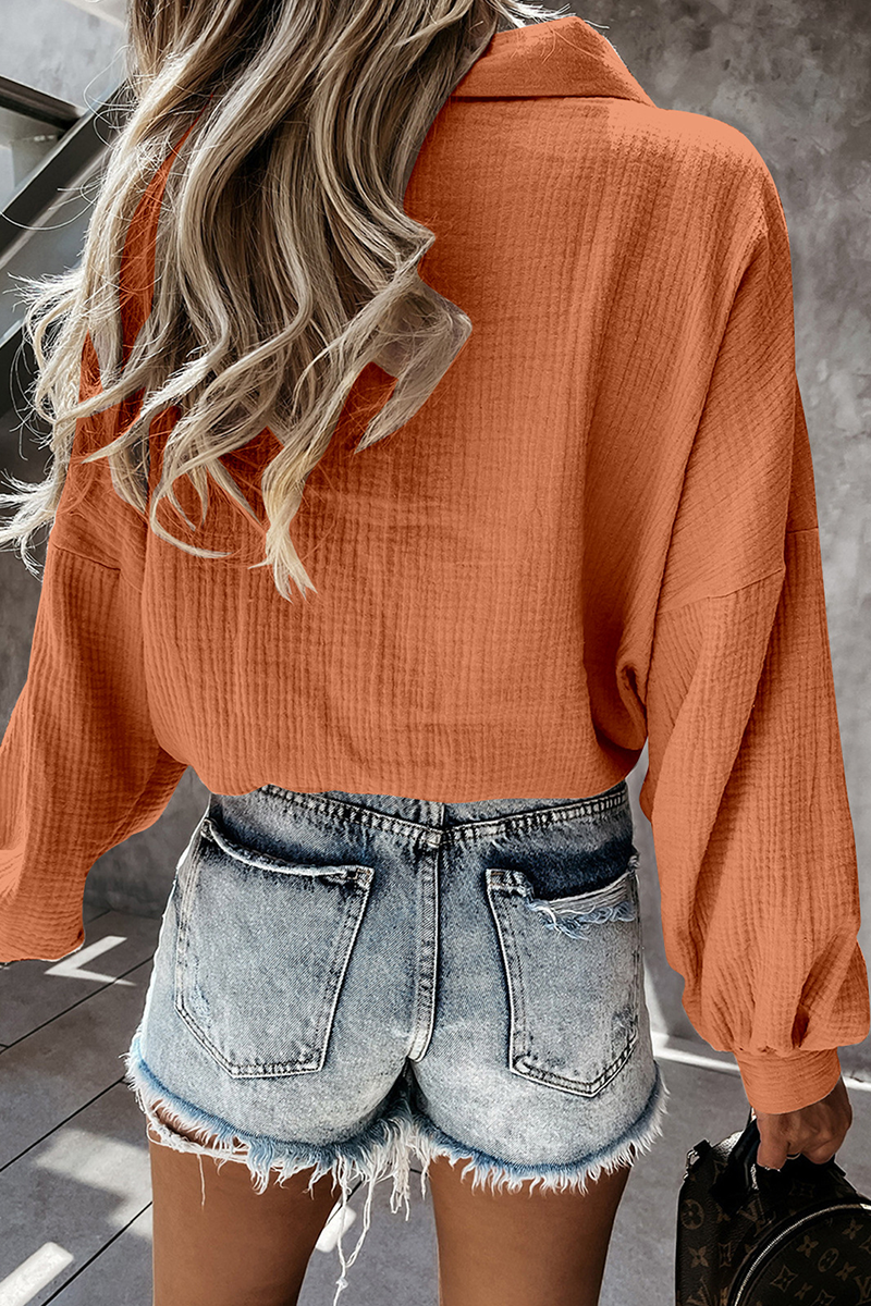 anyfreebie™-Casual Solid Buckle Turndown Collar Tops