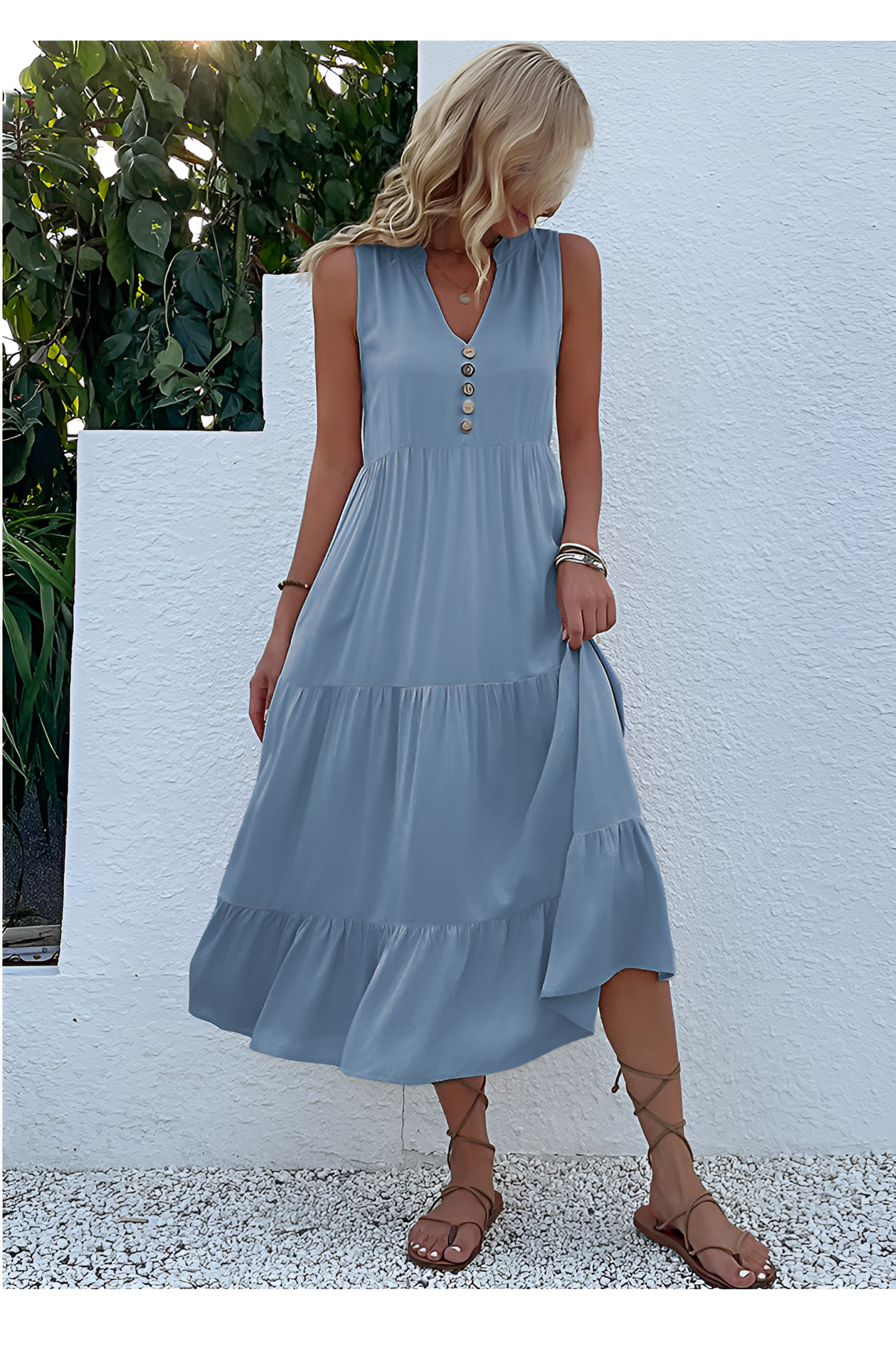 anyfreebie™-Sleeveless loose casual solid color dress