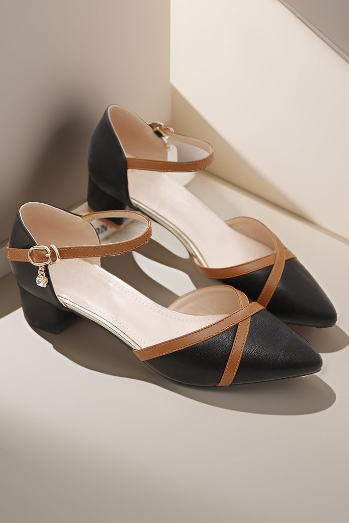 anyfreebie™-Versatile simple one-line buckle pointed toe chunky high heels