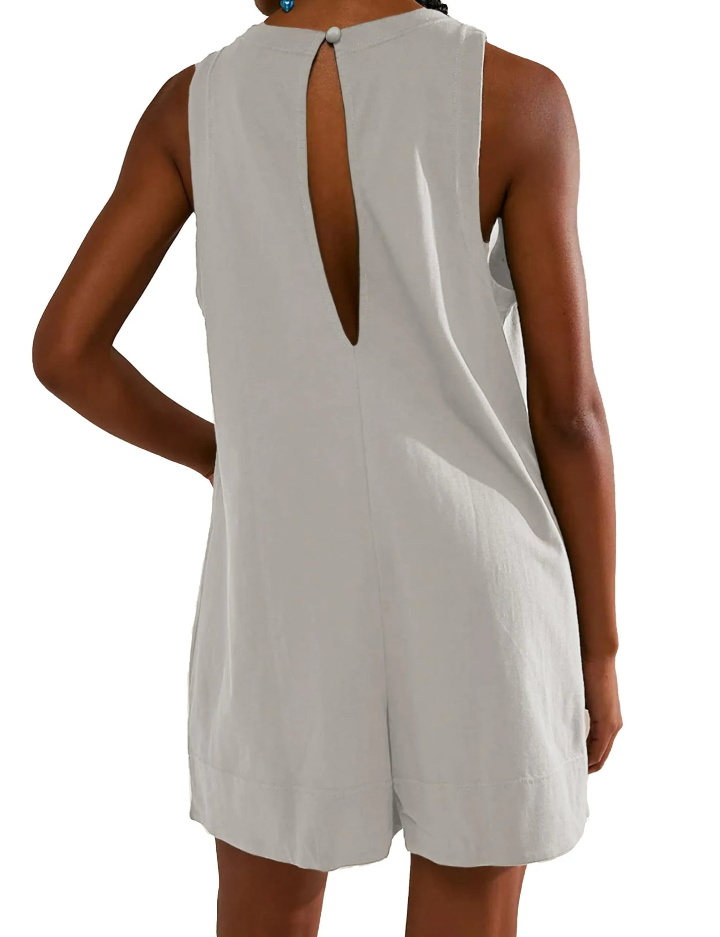 New Women's Casual Jumpsuit Stretch Sleeveless Shorts Jumpsuit