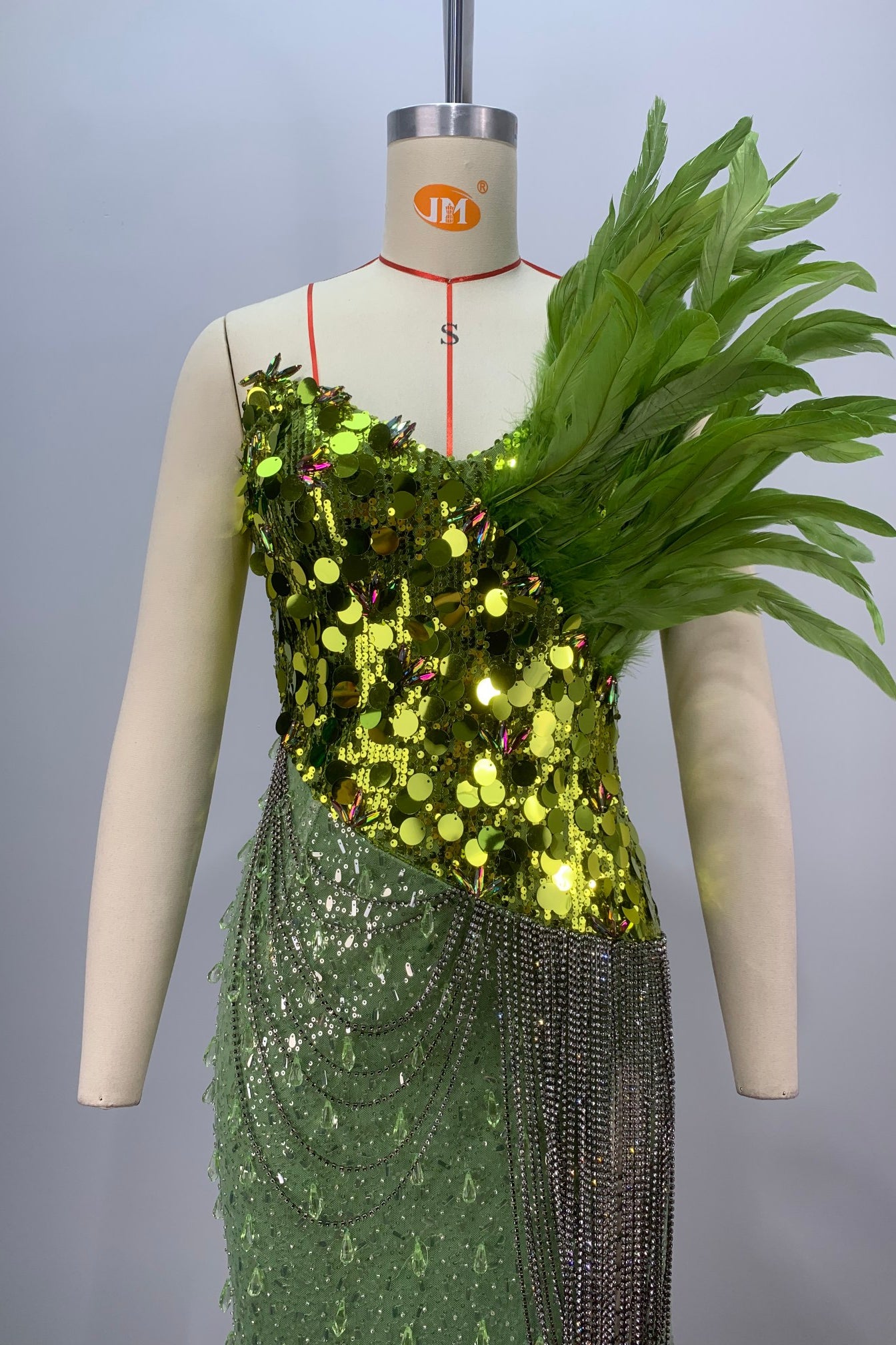 anyfreebie™-Green new heavy feather dress-vx