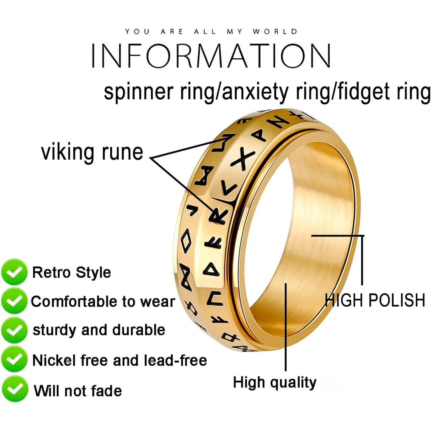 🔥This week's hot sale🔥Viking Rune Rotating Ring