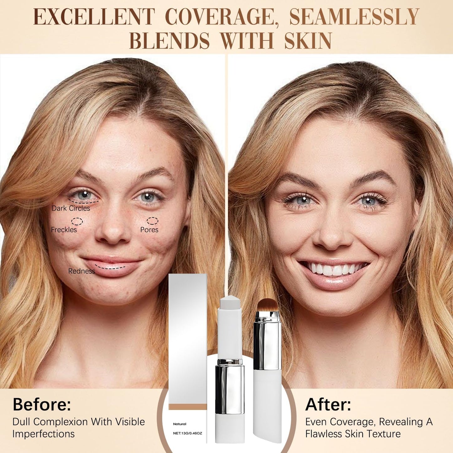 Cream Stick Changing Foundation Stick with Detachable Brush