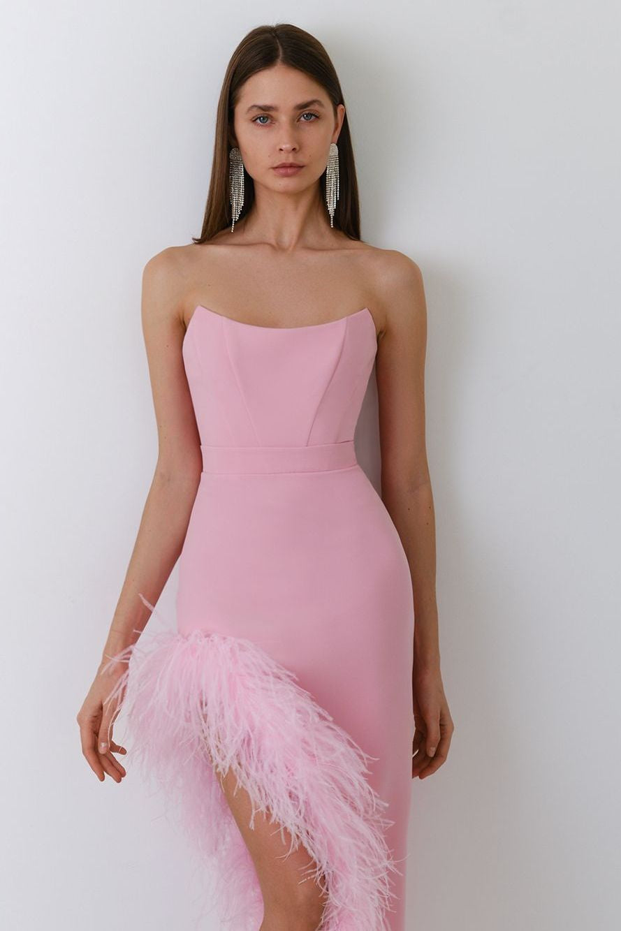 anyfreebie™-Strapless Feather Party Dress