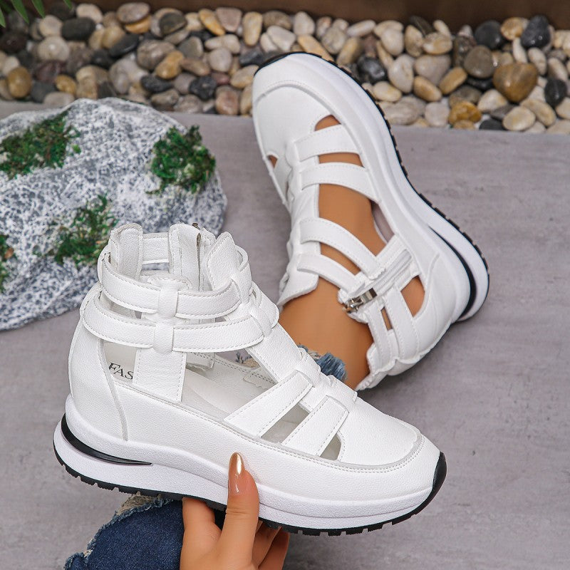 Lightweight wedge sandals with a side zipper for ultimate comfort