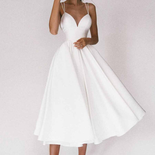 anyfreebie™-Elegant Guest Wedding Fomral Long Party Dresses for Women Summer White Sexy Slip Backless Ball Gown Midi vestidos Casual