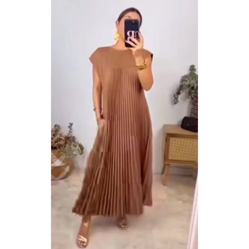 anyfreebie™-Fashion Sleeveless Long Pleated Dress