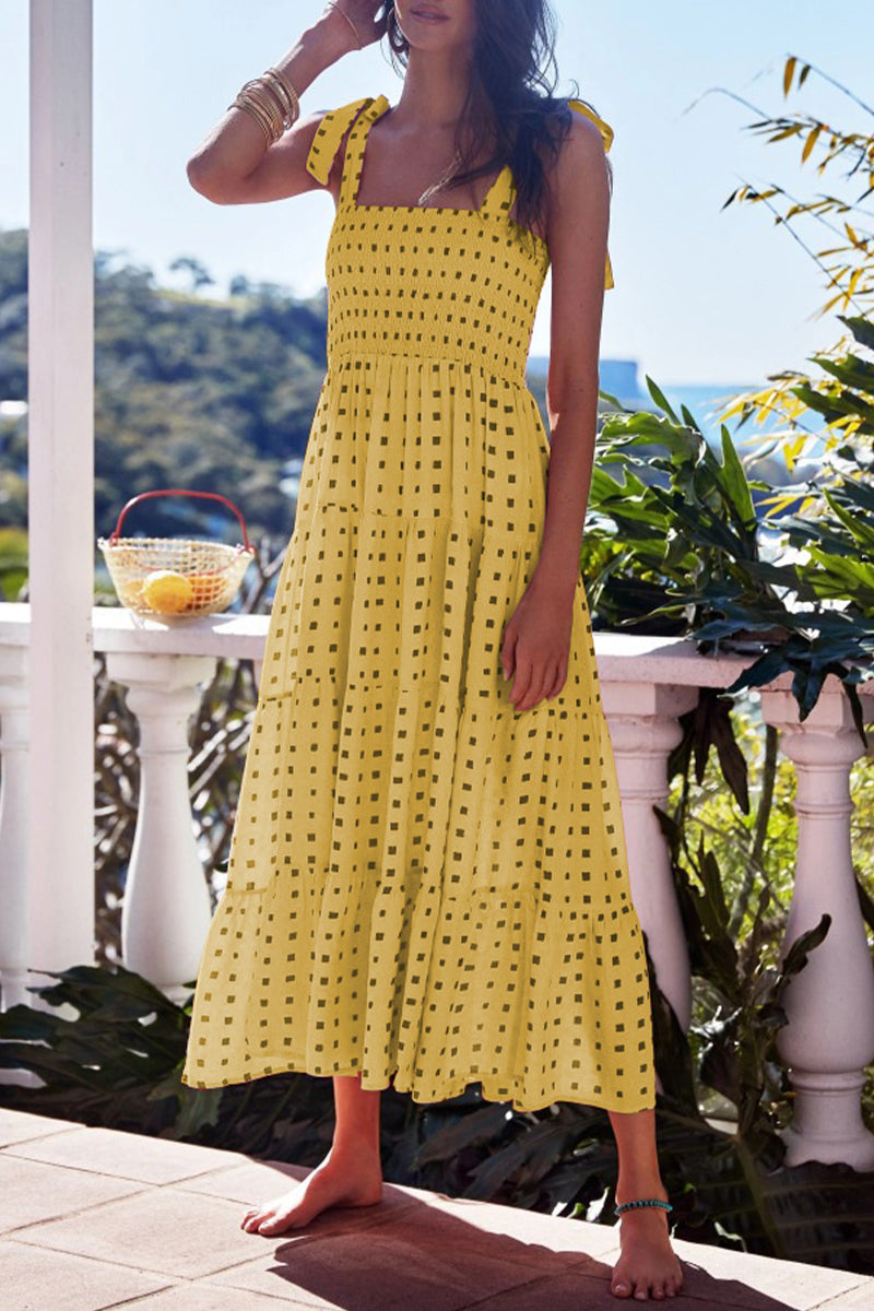 anyfreebie™-Fashion Street Dot Patchwork Spaghetti Strap Printed Dresses