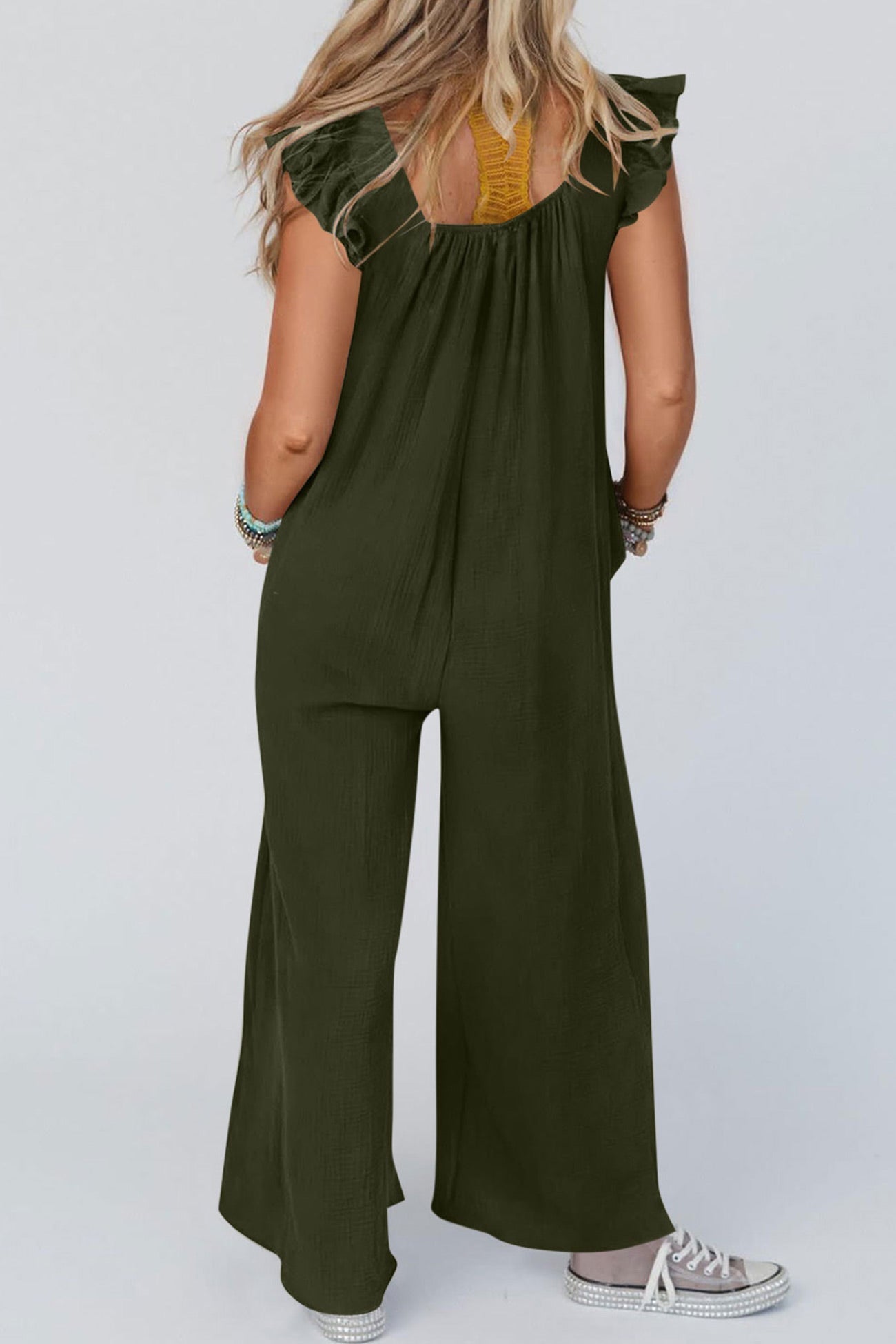 anyfreebie™-Ruffle Sleeve Pocketed Jumpsuits