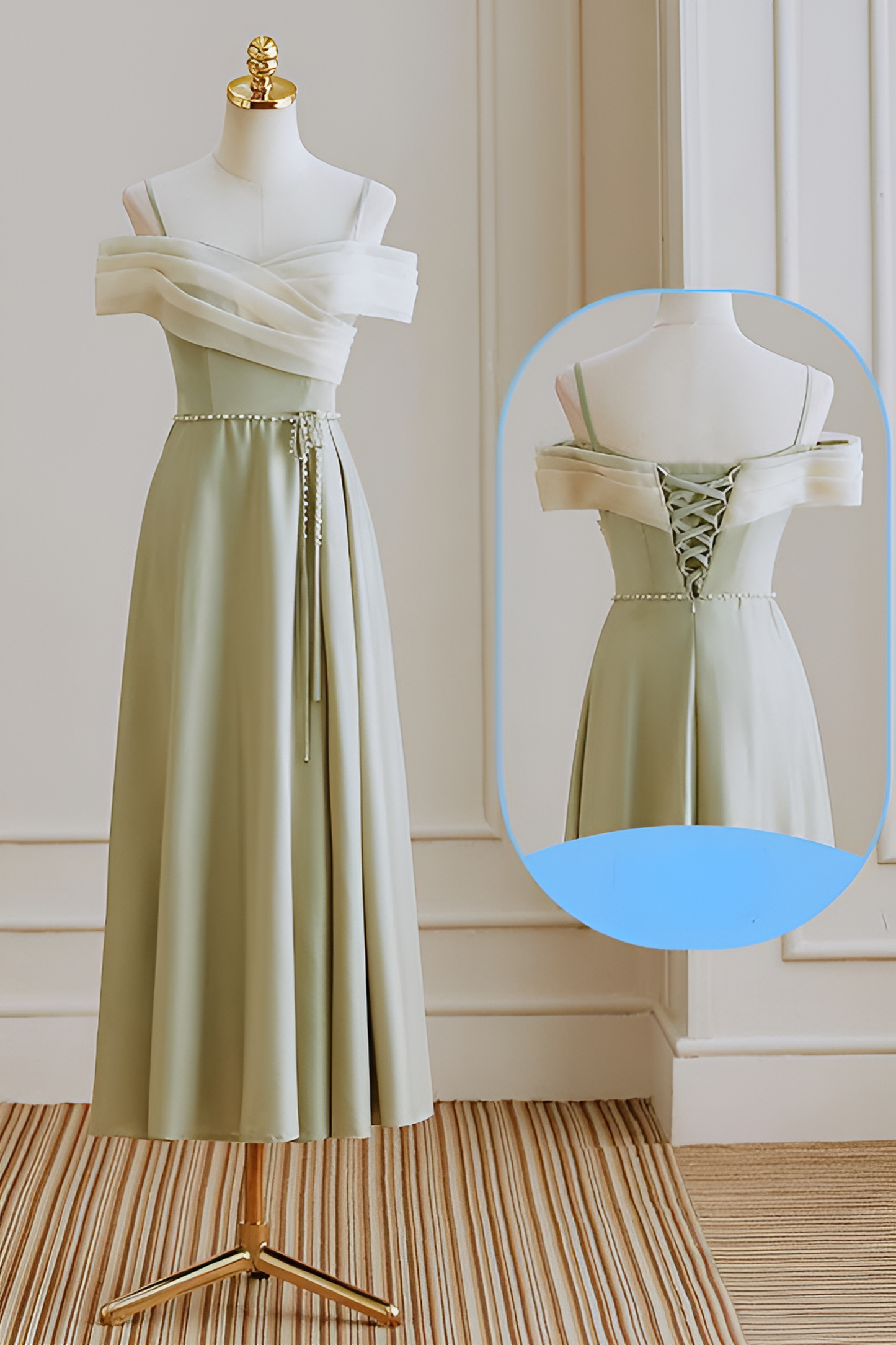 anyfreebie™-Satin bridesmaid dress green dress