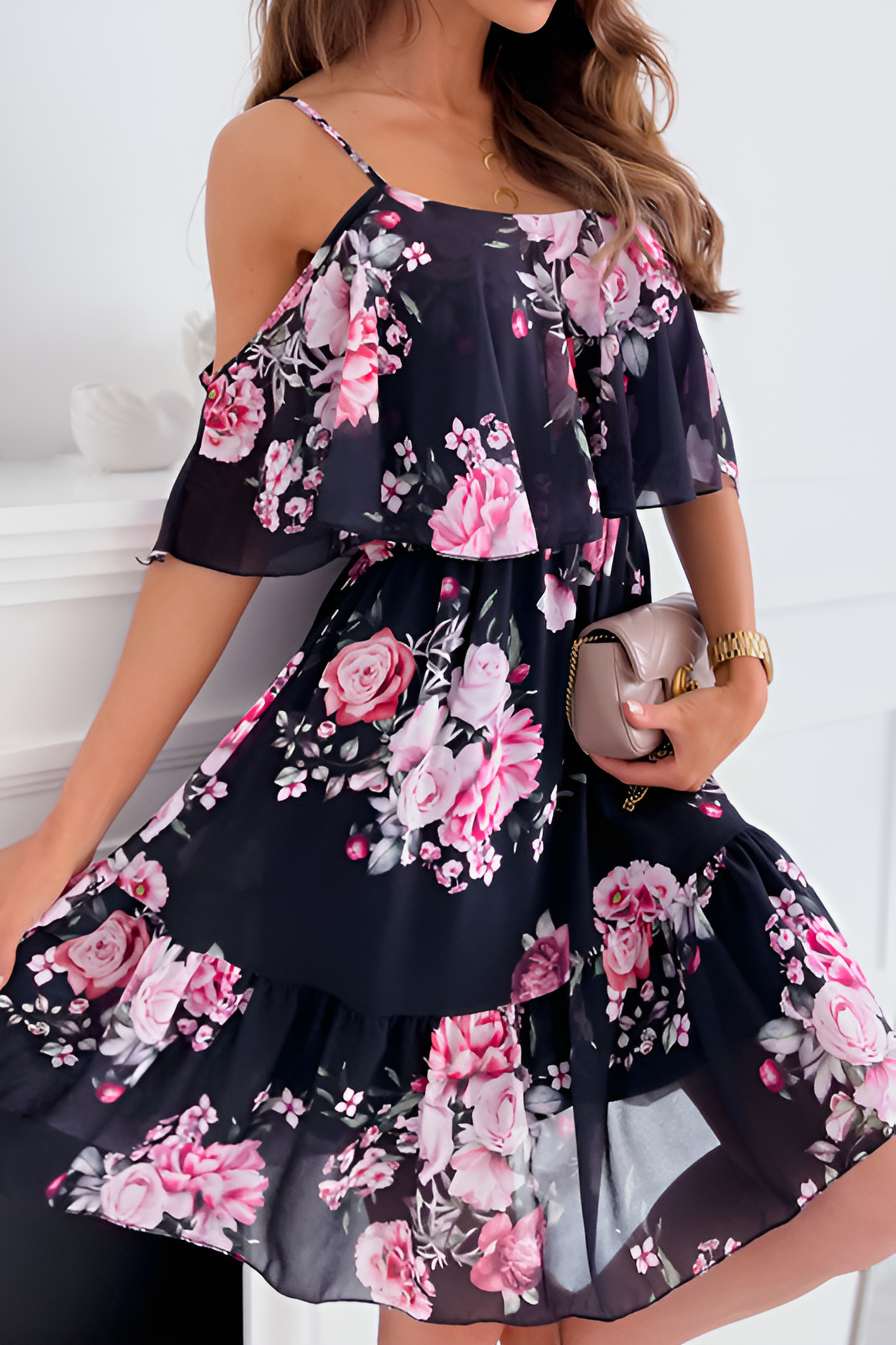 anyfreebie™-Chiffon printed strapless off-shoulder sexy dress