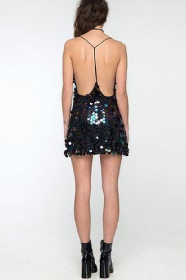 anyfreebie™- Sexy Sequin V Neck Backless Mini Dress