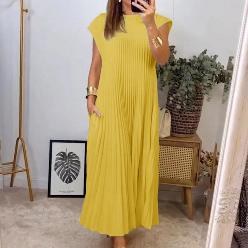 anyfreebie™-Fashion Sleeveless Long Pleated Dress